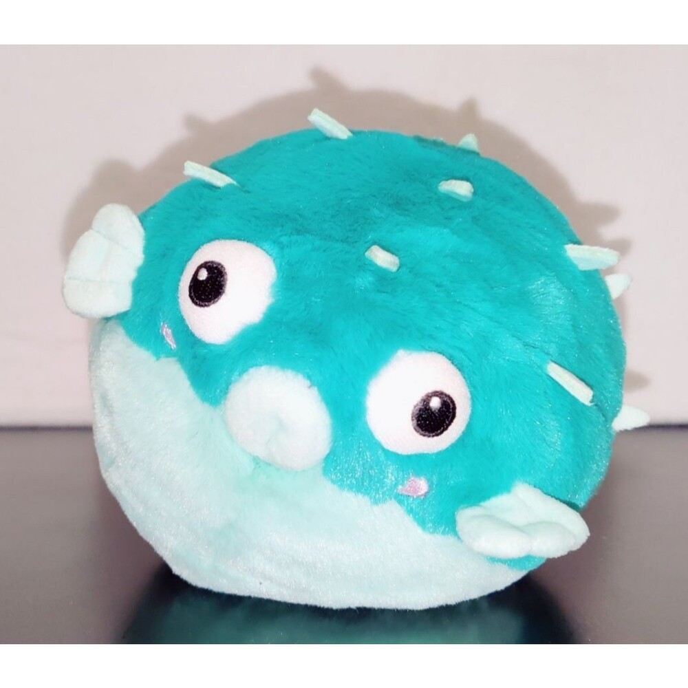 Squishable Blue Puffer Fish Plush Stuffed Animal Soft Snugglemi Snackers 7"
